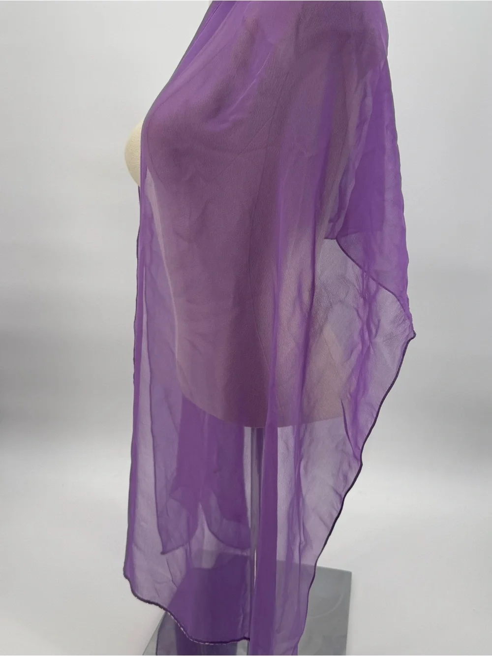 Unbranded Purple Chiffon Scarf Shawl Beaded Long Accessory Overlay